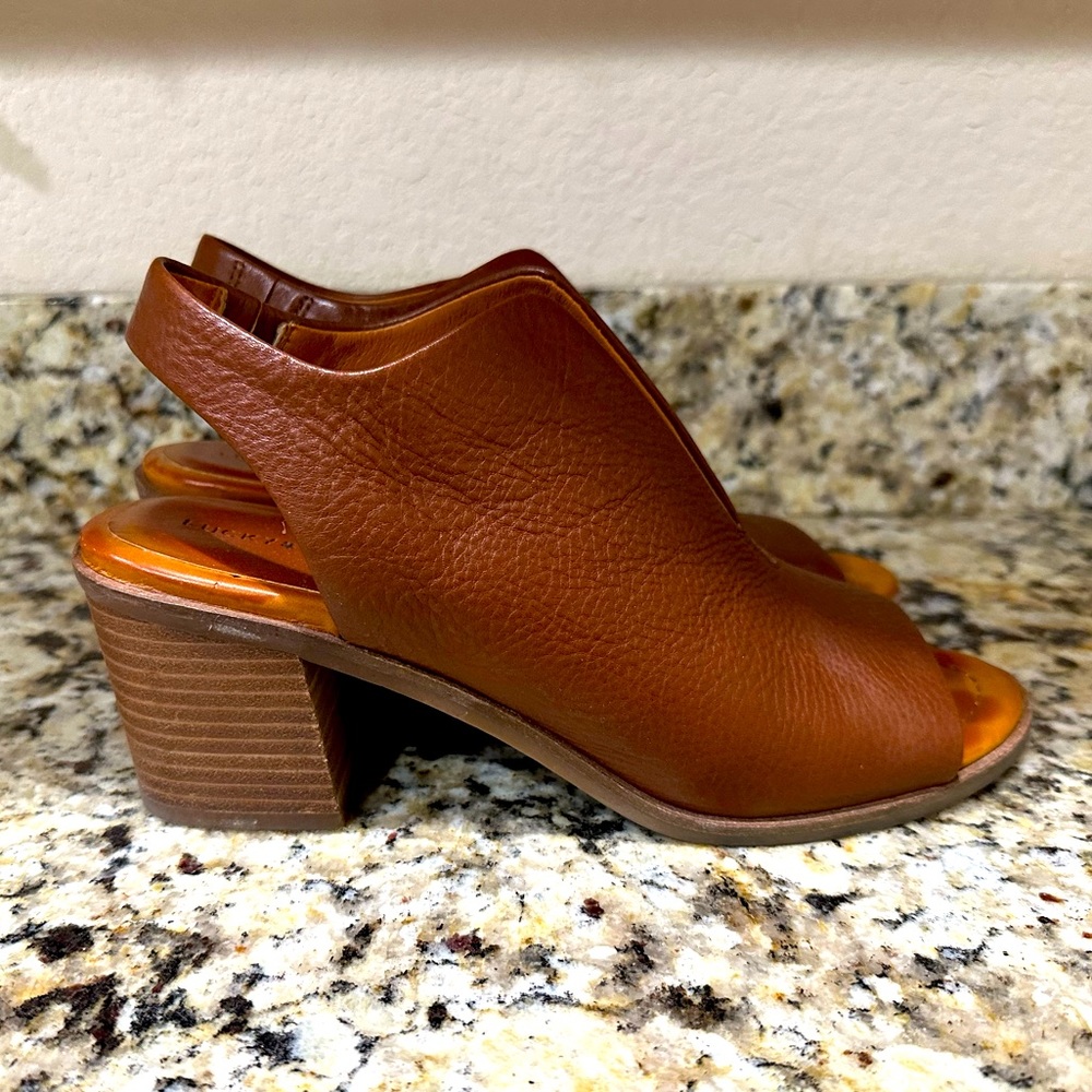 Lucky Brand Rhazy Leather Slingback Heels Size 9